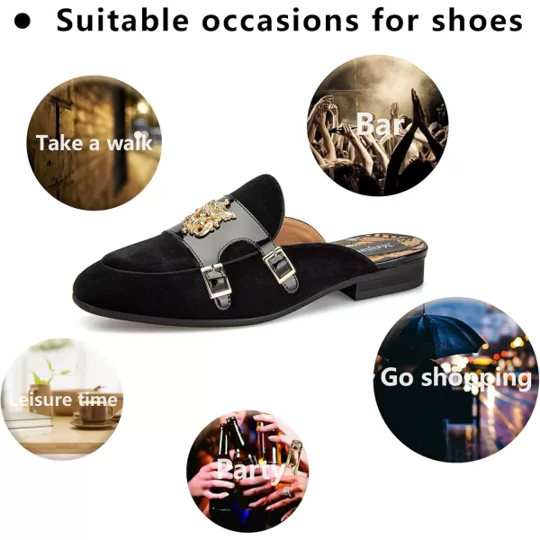 Meijiana Mens Slippers SlipOn Loafers Leather Formal Wear Casual Open Back SandalsBlack11