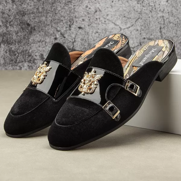 Meijiana Mens Slippers SlipOn Loafers Leather Formal Wear Casual Open Back SandalsBlack11