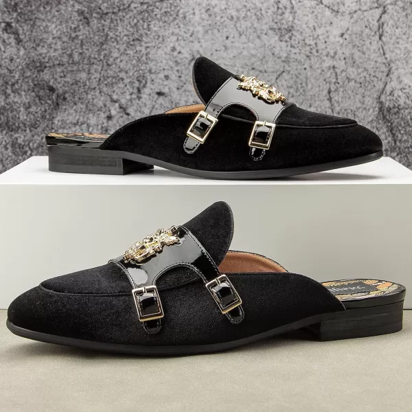 Meijiana Mens Slippers SlipOn Loafers Leather Formal Wear Casual Open Back SandalsBlack11