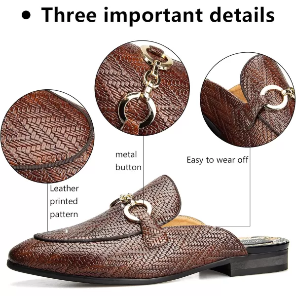 Meijiana Mens Slippers SlipOn Loafers Leather Formal Wear Casual Open Back SandalsBrown02