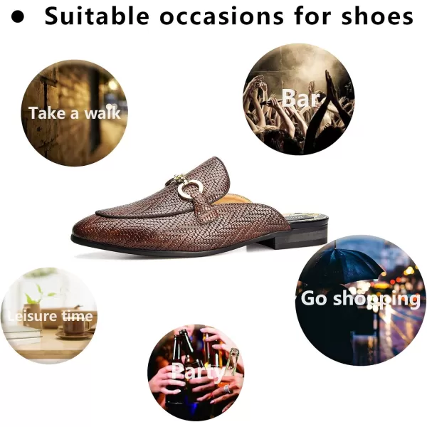 Meijiana Mens Slippers SlipOn Loafers Leather Formal Wear Casual Open Back SandalsBrown02