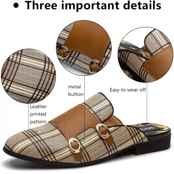 Meijiana Mens Slippers SlipOn Loafers Leather Formal Wear Casual Open Back SandalsBrown05