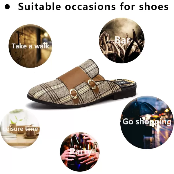 Meijiana Mens Slippers SlipOn Loafers Leather Formal Wear Casual Open Back SandalsBrown05
