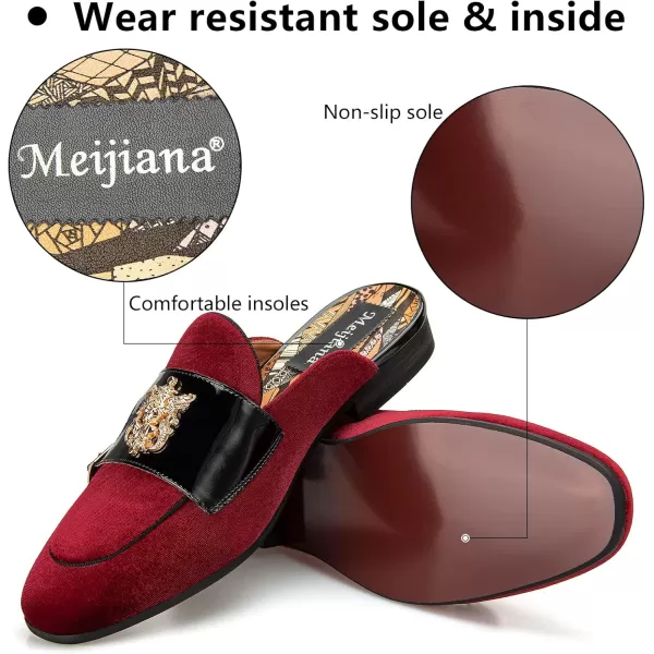 Meijiana Mens Slippers SlipOn Loafers Leather Formal Wear Casual Open Back SandalsRed12