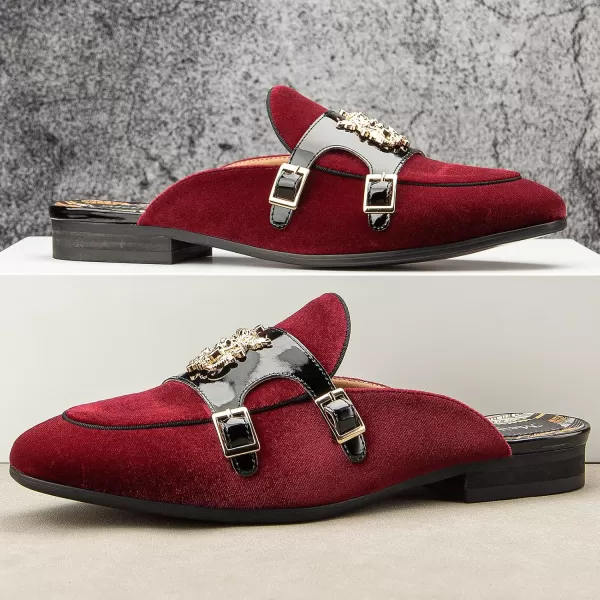 Meijiana Mens Slippers SlipOn Loafers Leather Formal Wear Casual Open Back SandalsRed12