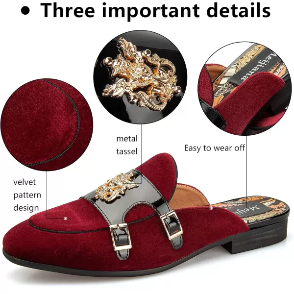 Meijiana Mens Slippers SlipOn Loafers Leather Formal Wear Casual Open Back SandalsRed12