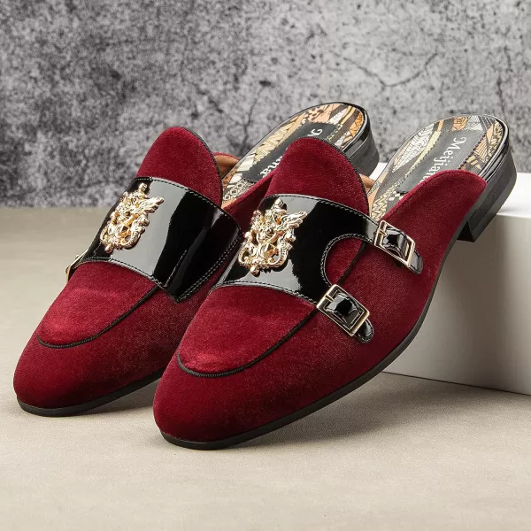 Meijiana Mens Slippers SlipOn Loafers Leather Formal Wear Casual Open Back SandalsRed12