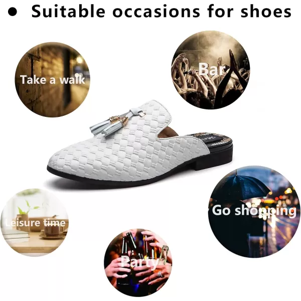 Meijiana Mens Slippers SlipOn Loafers Leather Formal Wear Casual Open Back SandalsWhite06