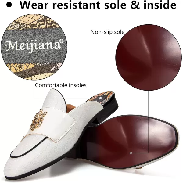 Meijiana Mens Slippers SlipOn Loafers Leather Formal Wear Casual Open Back SandalsWhite13