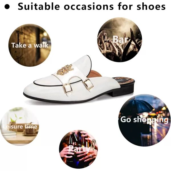 Meijiana Mens Slippers SlipOn Loafers Leather Formal Wear Casual Open Back SandalsWhite13