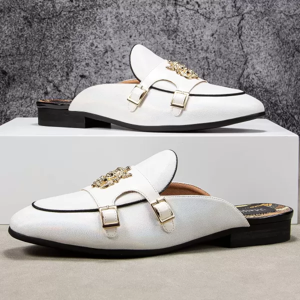 Meijiana Mens Slippers SlipOn Loafers Leather Formal Wear Casual Open Back SandalsWhite13