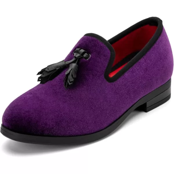 Meijiana Boys SlipOn Dress Loafers  Formal Tuxedo ShoesPurple04
