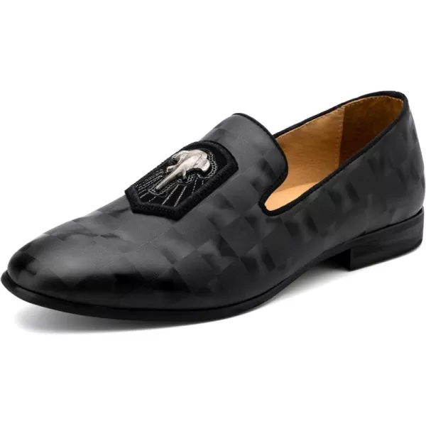 Meijiana Men Faux Leather Noble Loafer Shoes Slipon Loafer Smoking Slipper Tassel LoaferBlack01