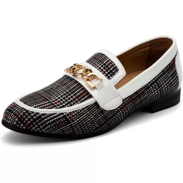 Meijiana Men Faux Leather Noble Loafer Shoes Slipon Loafer Smoking Slipper Tassel LoaferWhite08
