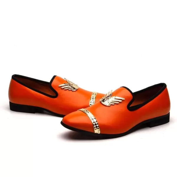 Meijiana Men Loafers Men Luxury Wedding Dress Shoes Black Fashion Party Shoes for MenOrange09