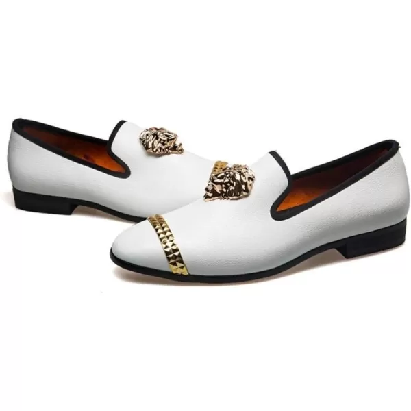 Meijiana Men Loafers Men Luxury Wedding Dress Shoes Black Fashion Party Shoes for MenWhite03