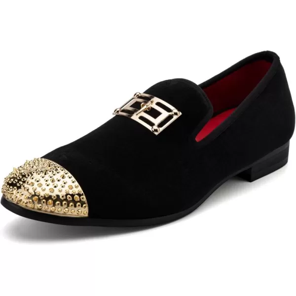 Meijiana Mens Loafers Velvet Shoes Metal Eagle Buckle Wedding Party Smoking Slipper Dress Loafers Shoes for MenBlack01