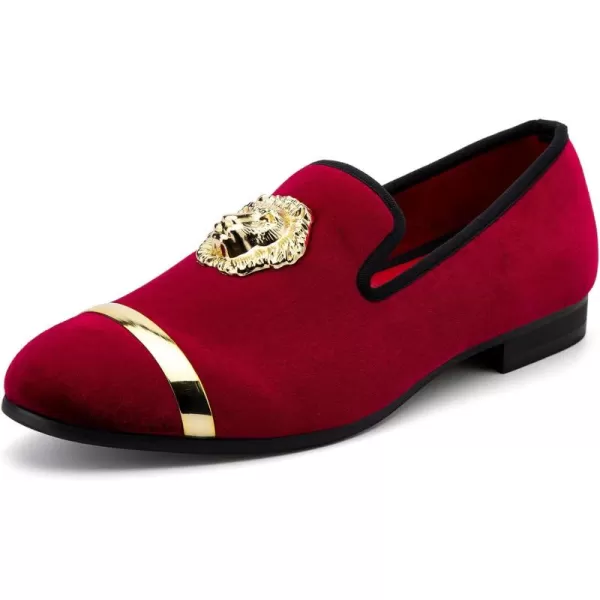 Meijiana Mens Loafers Velvet Shoes Metal Eagle Buckle Wedding Party Smoking Slipper Dress Loafers Shoes for MenRed09