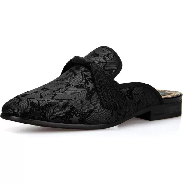 Meijiana Mens Slippers SlipOn Loafers Leather Formal Wear Casual Open Back SandalsBlack007