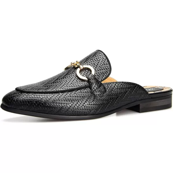 Meijiana Mens Slippers SlipOn Loafers Leather Formal Wear Casual Open Back SandalsBlack01