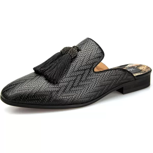 Meijiana Mens Slippers SlipOn Loafers Leather Formal Wear Casual Open Back SandalsBlack010