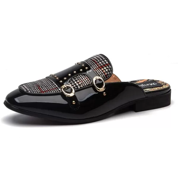 Meijiana Mens Slippers SlipOn Loafers Leather Formal Wear Casual Open Back SandalsBlack03