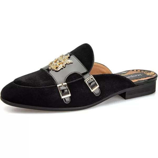 Meijiana Mens Slippers SlipOn Loafers Leather Formal Wear Casual Open Back SandalsBlack11