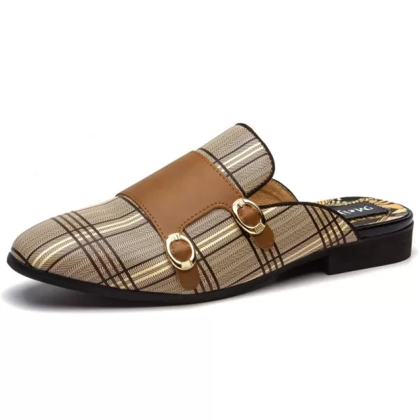 Meijiana Mens Slippers SlipOn Loafers Leather Formal Wear Casual Open Back SandalsBrown05