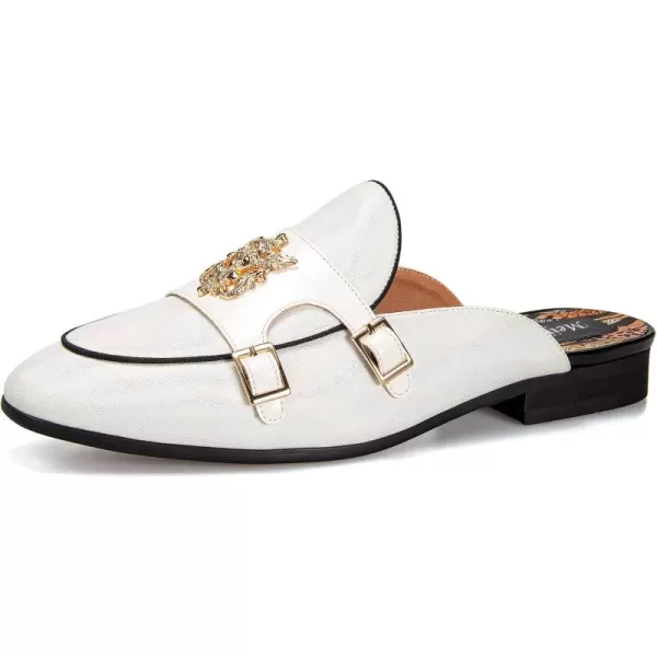 Meijiana Mens Slippers SlipOn Loafers Leather Formal Wear Casual Open Back SandalsWhite13