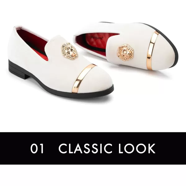 Meijiana Boys Loafers SlipOn Dress Shoes Dress Formal Tuxedo ShoesWhite06