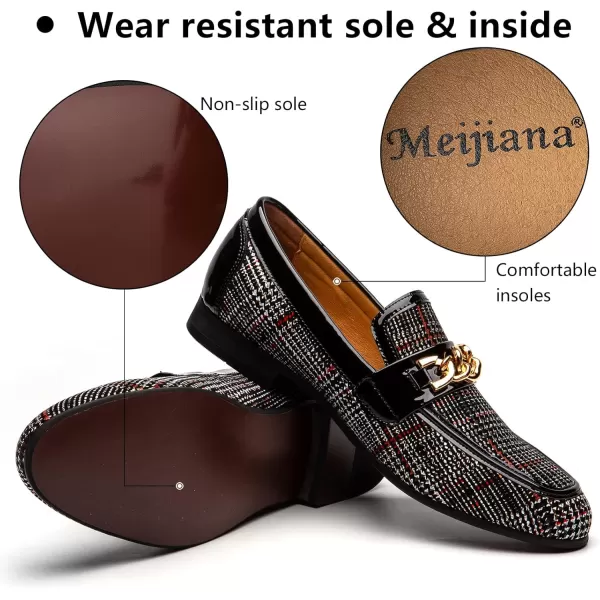 Meijiana Men Faux Leather Noble Loafer Shoes Slipon Loafer Smoking Slipper Tassel LoaferBlack07