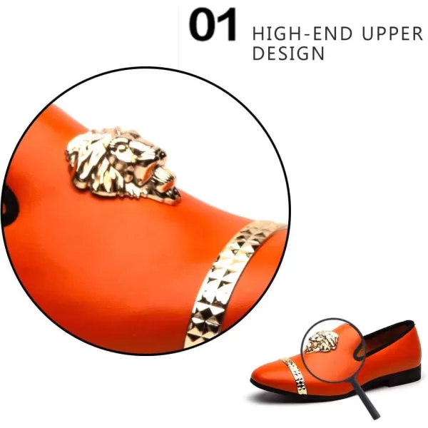 Meijiana Men Loafers Men Luxury Wedding Dress Shoes Black Fashion Party Shoes for MenOrange02