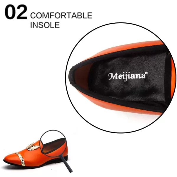 Meijiana Men Loafers Men Luxury Wedding Dress Shoes Black Fashion Party Shoes for MenOrange09