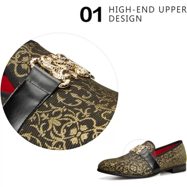 Meijiana Mens Loafers Classic Loafers Wedding Dress Shoes for Men Fashion Party LoafersGold17
