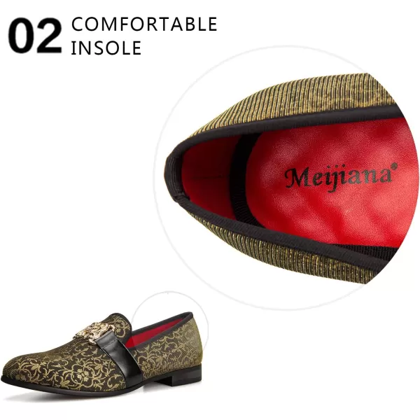 Meijiana Mens Loafers Classic Loafers Wedding Dress Shoes for Men Fashion Party LoafersGold17