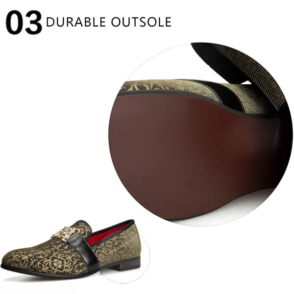 Meijiana Mens Loafers Classic Loafers Wedding Dress Shoes for Men Fashion Party LoafersGold17
