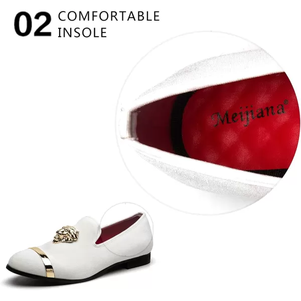 Meijiana Mens Loafers Classic Velvet Men Fashion Loafers Wedding Party Shoes for MenWhite07