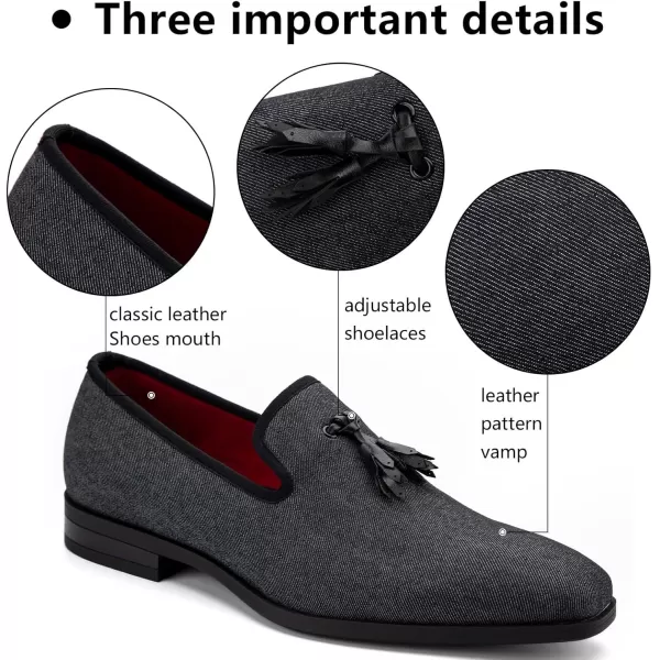 Meijiana Mens Loafers Lightweight SlipOn Moccasins Stylish Dress Shoes Breathable Tassels LoafersDenim Black27