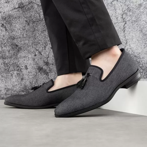 Meijiana Mens Loafers Lightweight SlipOn Moccasins Stylish Dress Shoes Breathable Tassels LoafersDenim Black27