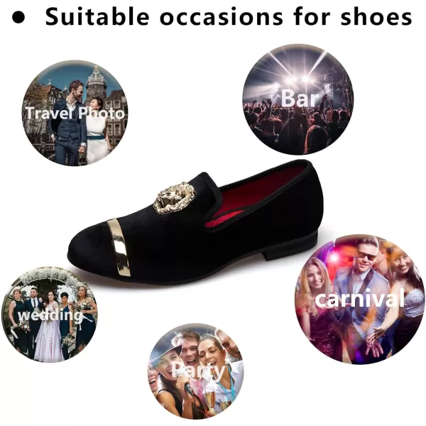 Meijiana Mens Loafers Velvet Shoes Metal Eagle Buckle Wedding Party Smoking Slipper Dress Loafers Shoes for MenBlack08