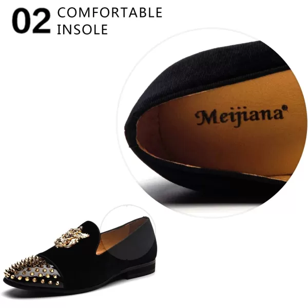 Meijiana Mens Loafers Velvet Shoes Metal Eagle Buckle Wedding Party Smoking Slipper Dress Loafers Shoes for MenBlack11