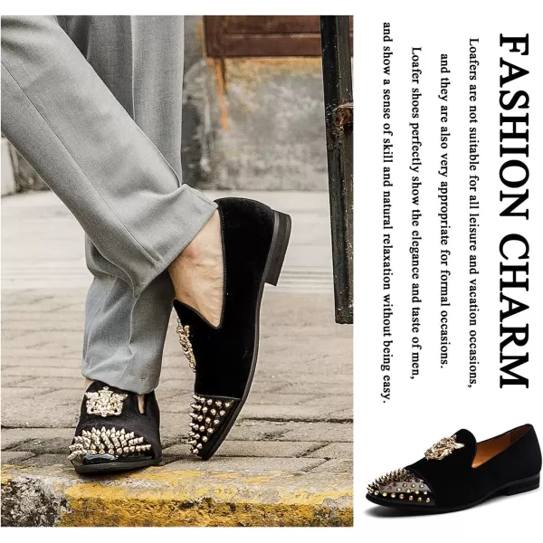 Meijiana Mens Loafers Velvet Shoes Metal Eagle Buckle Wedding Party Smoking Slipper Dress Loafers Shoes for MenBlack11