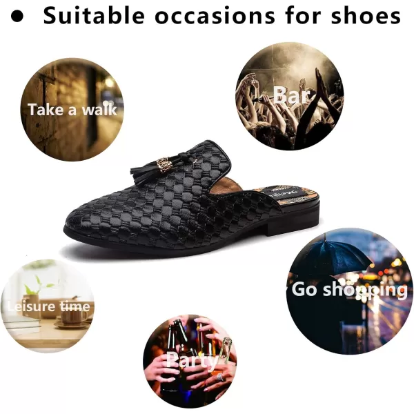 Meijiana Mens Slippers SlipOn Loafers Leather Formal Wear Casual Open Back SandalsBlack07