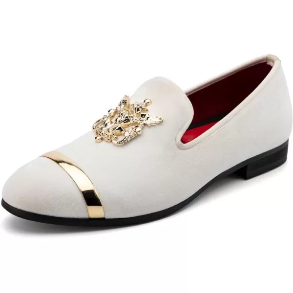 Meijiana Mens Fashion Classic Faux Leather Loafers and Weeding Dress Shoes for MenWhite14