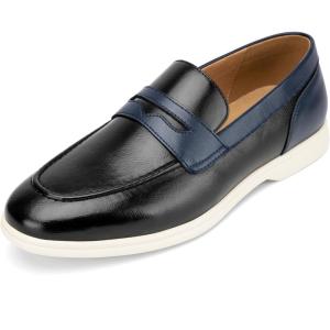 imageMeijiana Mens Genuine Leather Loafers SlipOn Moccasins Suede Dress Shoes Lightweight and Breathable with Rubber Sole Stylish Mens LoafersBlack02