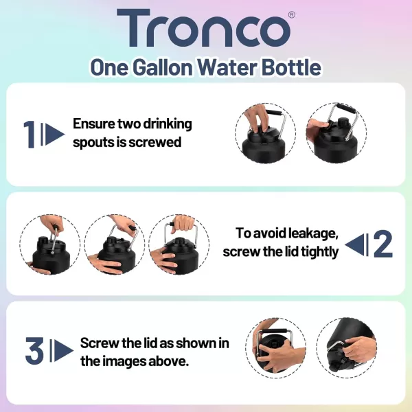 Tronco 1 Gallon Water Bottle 128 oz Large Stainless Steel Triple Wall Vacuum Insulated Water Jug with Straw Lid and Spout Keep Cold 48 Hrs Top Handle Leak Proof Wide Mouth Sweat Proof BPA FreeNavy Blue
