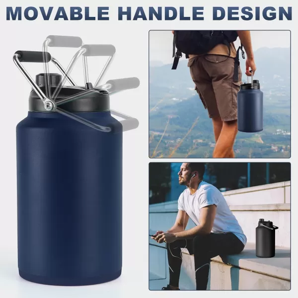 Tronco 1 Gallon Water Bottle 128 oz Large Stainless Steel Triple Wall Vacuum Insulated Water Jug with Straw Lid and Spout Keep Cold 48 Hrs Top Handle Leak Proof Wide Mouth Sweat Proof BPA FreeLilac