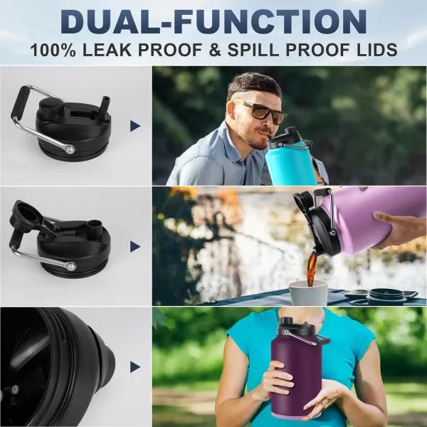 Tronco 1 Gallon Water Bottle 128 oz Large Stainless Steel Triple Wall Vacuum Insulated Water Jug with Straw Lid and Spout Keep Cold 48 Hrs Top Handle Leak Proof Wide Mouth Sweat Proof BPA FreeBlack