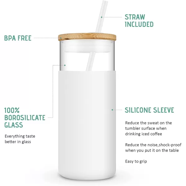 Tronco 20 oz Glass Tumbler with Straw and Lid Glass Cup with Lid and Straw Iced Coffee Cup Reusable Smoothie Cups Bamboo Lid and Protective Silicone Sleeve  BPAFreeAmber