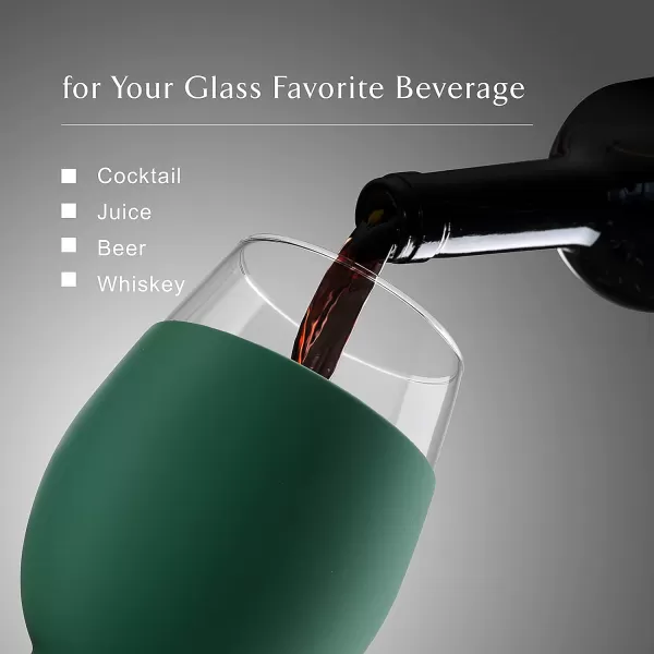 Tronco 20 oz Stemless Wine Glasses with Protective Silicone Sleeve Reusable Wine Glasses for Red or White Wine and Cocktails Dishwasher Safe Set of 4color 2